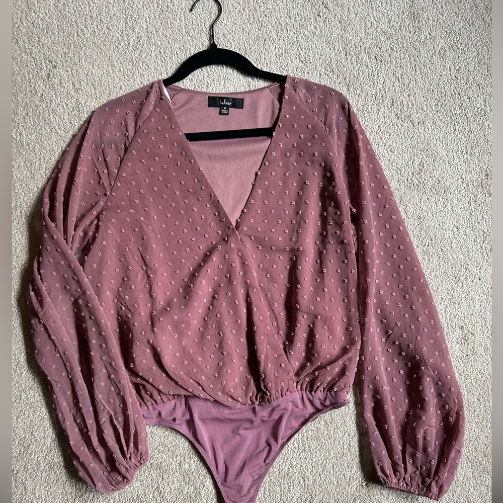 Lulu's Dusty Rose Long Sleeve Bodysuit